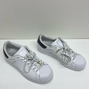 Used Adidas Superstar Bold W - 7.5- white, black, gold
